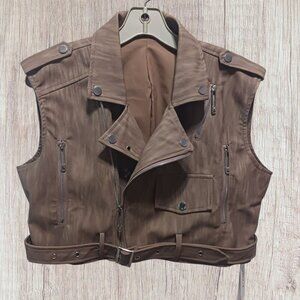 Dazy Womens Brown Faux Leather vest size medium tan color